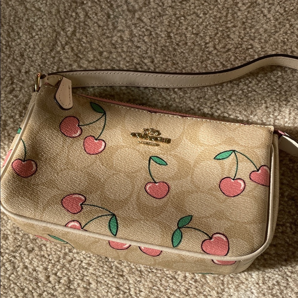 Coach Beige and Pink Cherry Shoulder Bag
